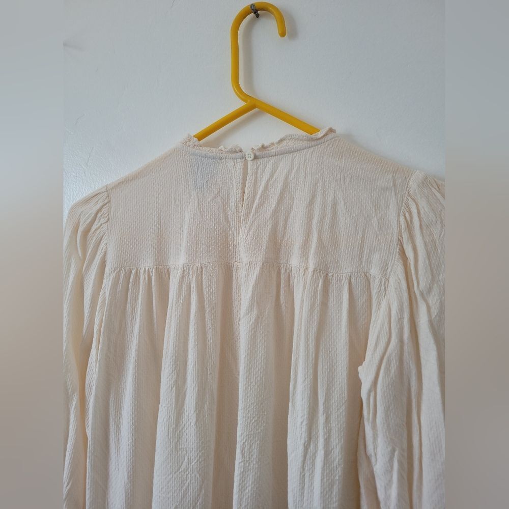 Ivory Peasant Blouse Feminine Romantic Cottagecore Pastoral Tradwife Modest XS - Picture 11 of 12